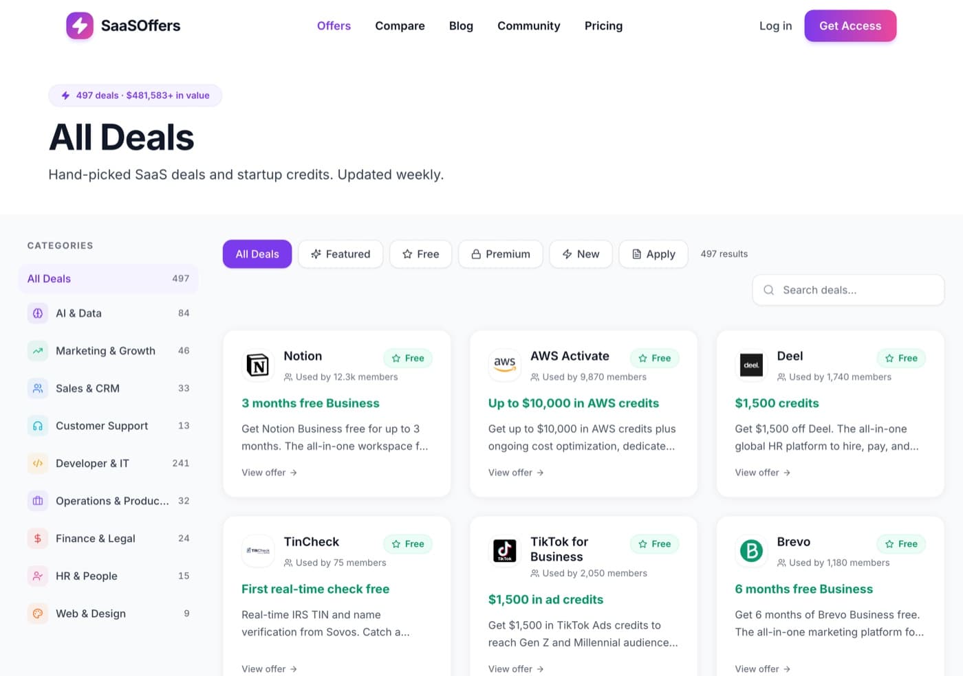 The SaaSOffers deals directory