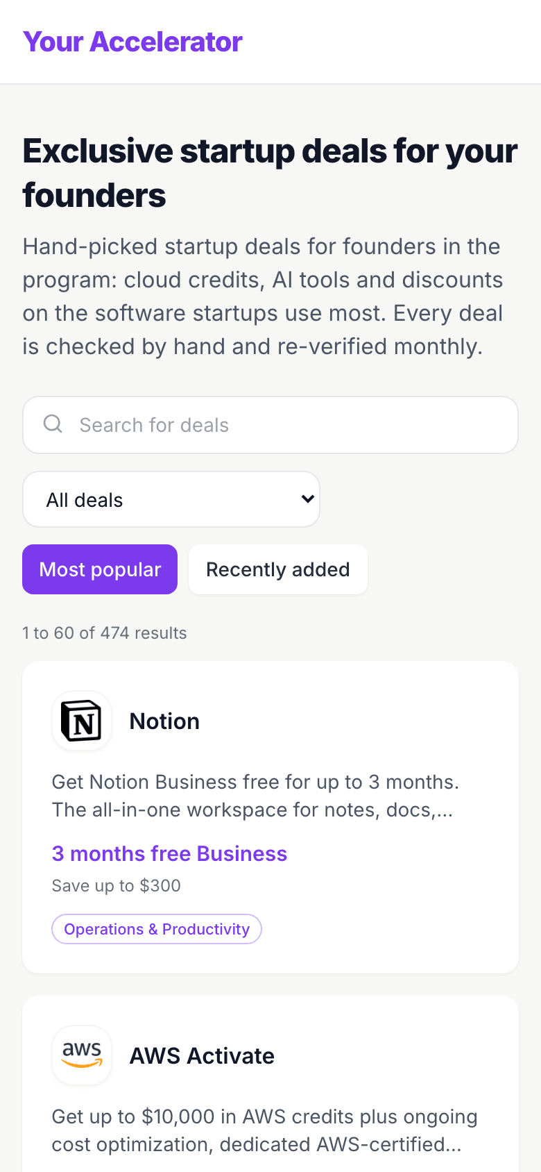 The catalogue on a phone