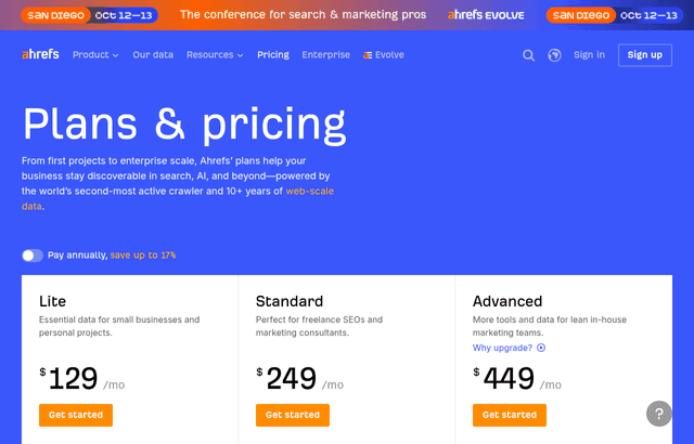 Ahrefs pricing and plans