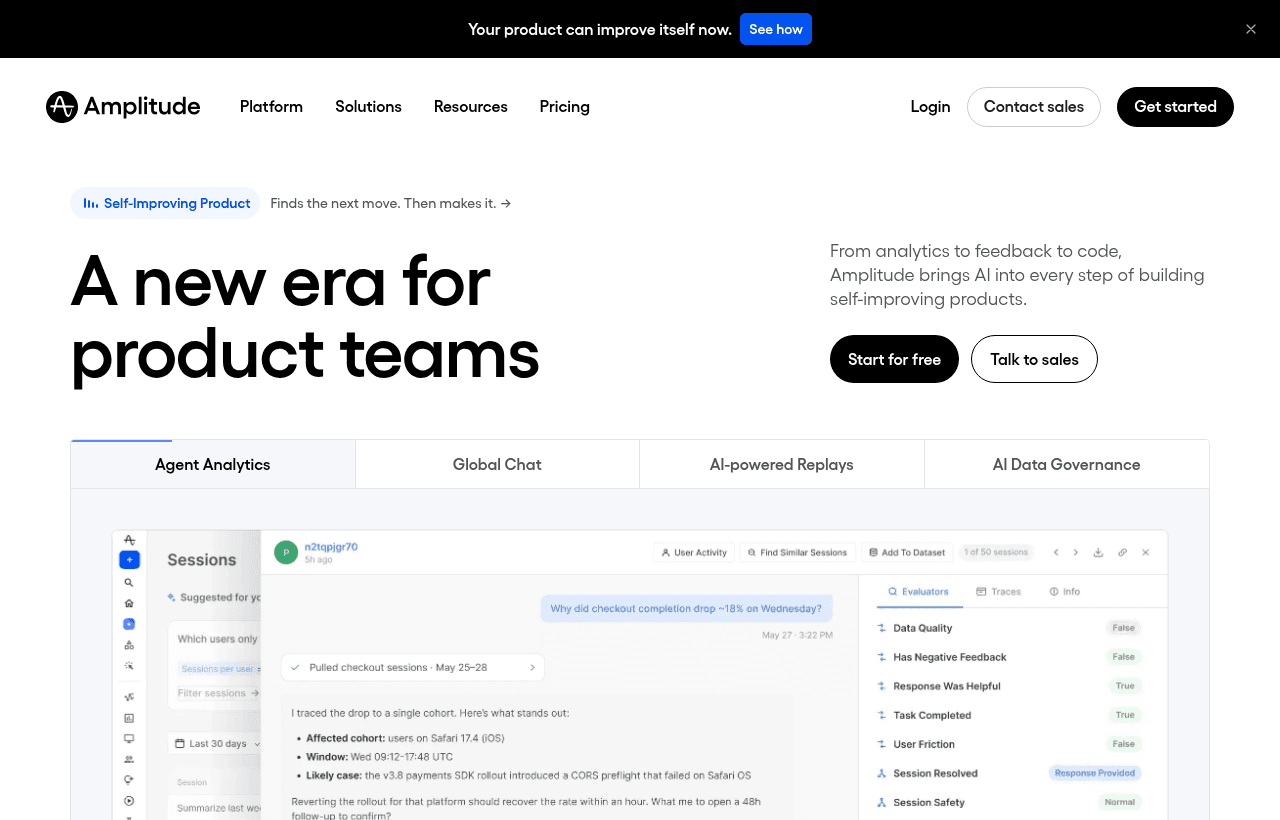 Amplitude product homepage