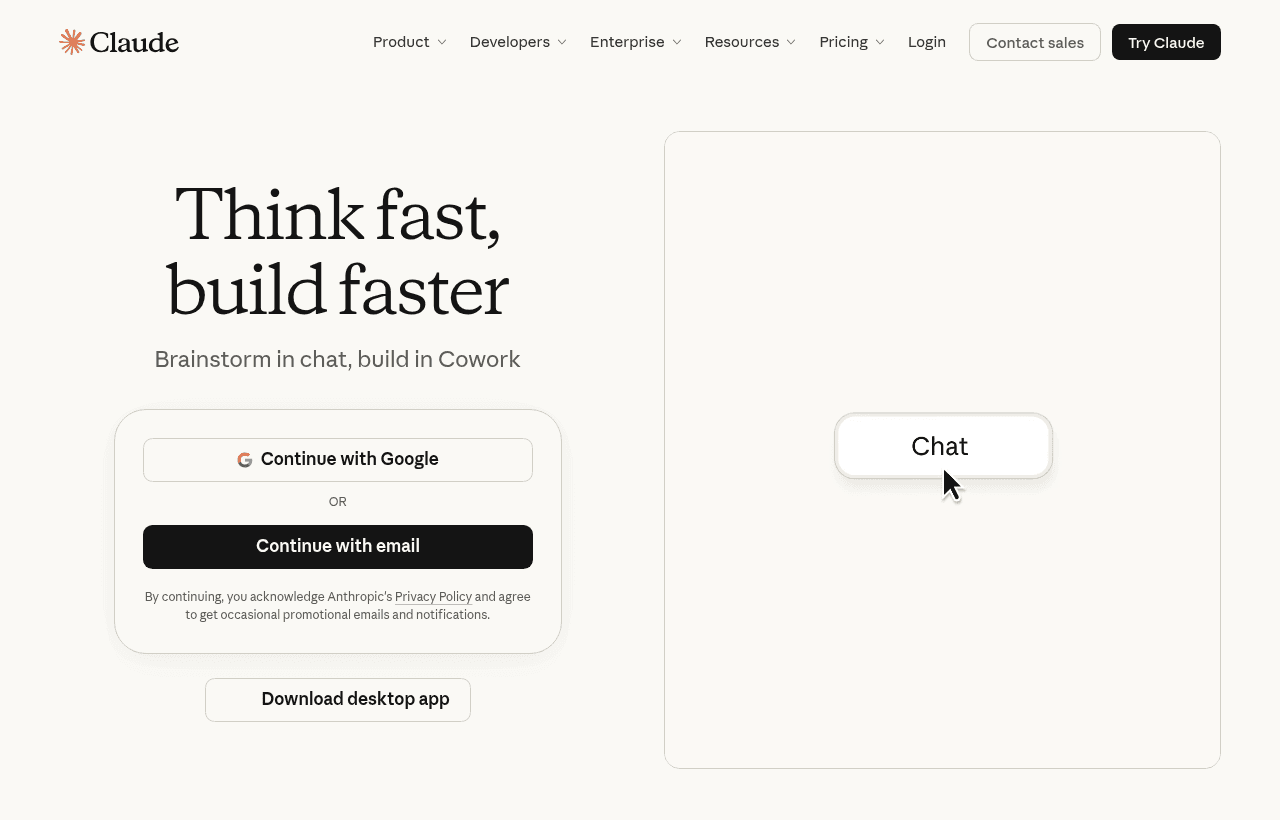 Anthropic product homepage