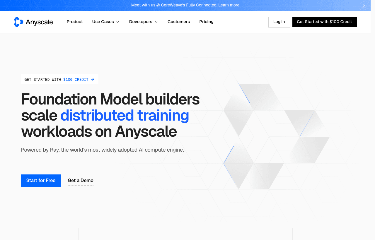 Anyscale product homepage