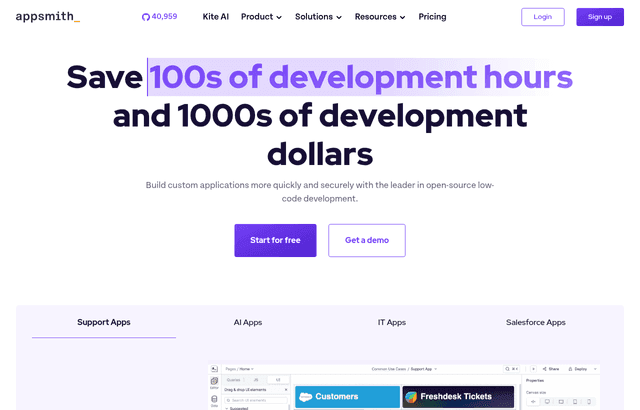 Appsmith product homepage