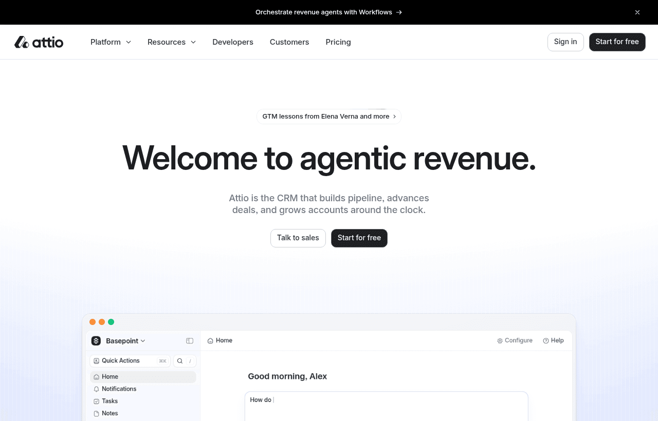 Attio product homepage