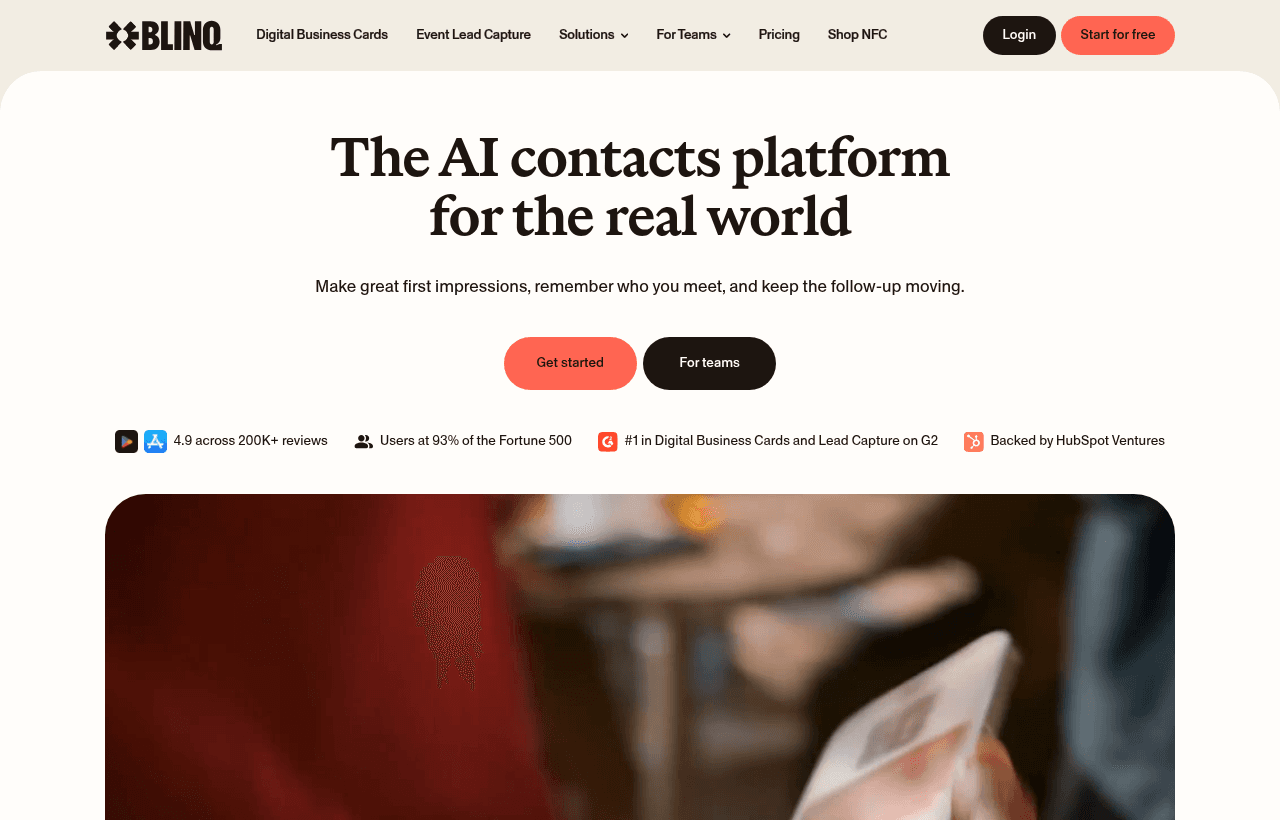 Blinq product homepage
