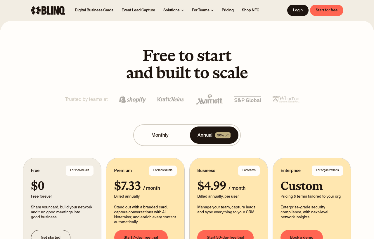 Blinq pricing and plans