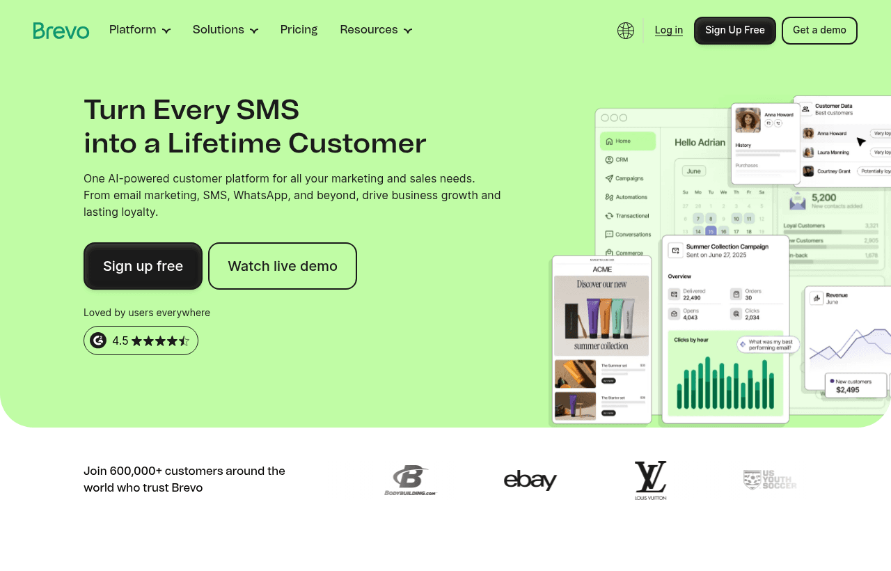 Brevo product homepage