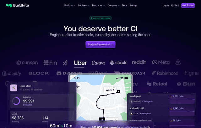 Buildkite product homepage