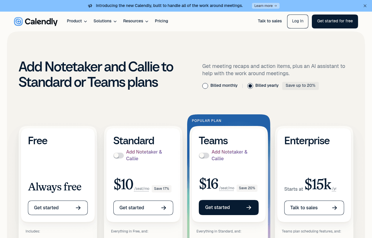 Calendly pricing and plans