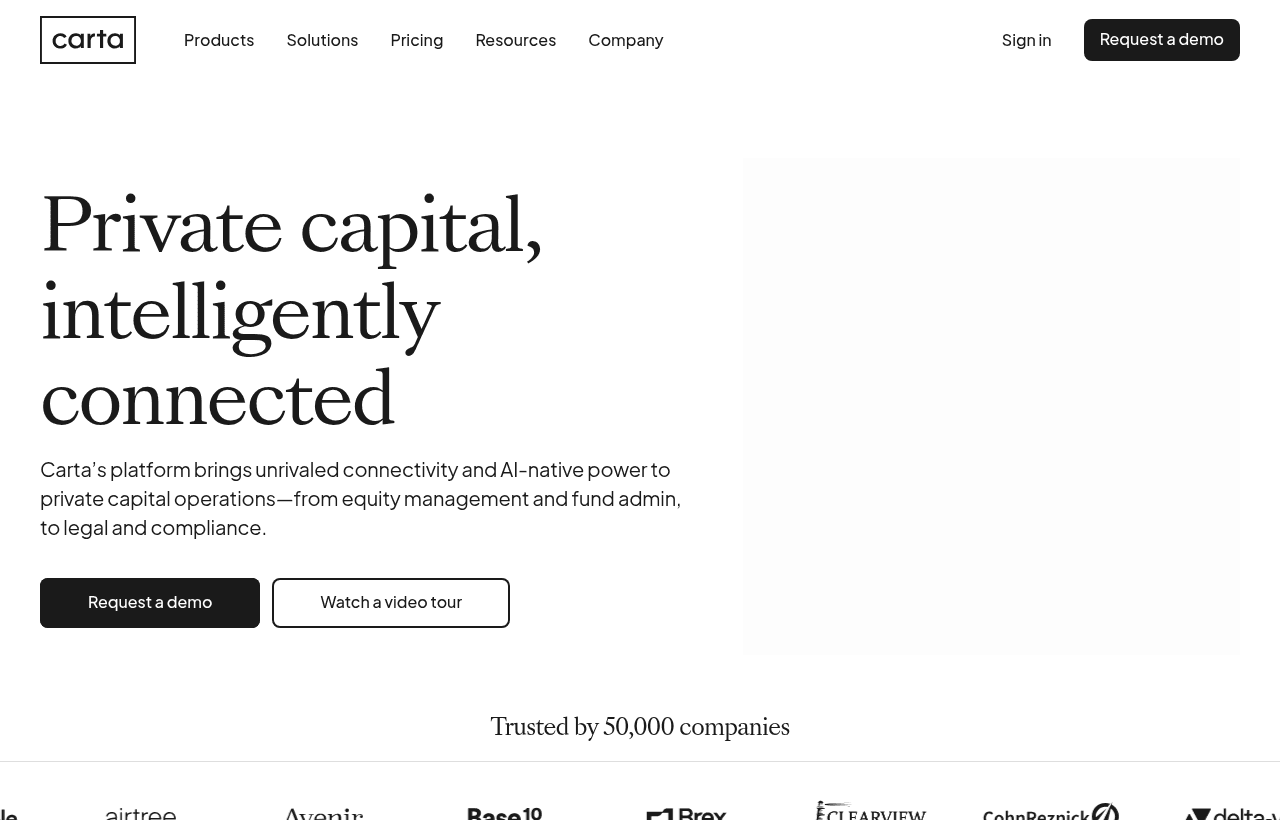 Carta product homepage
