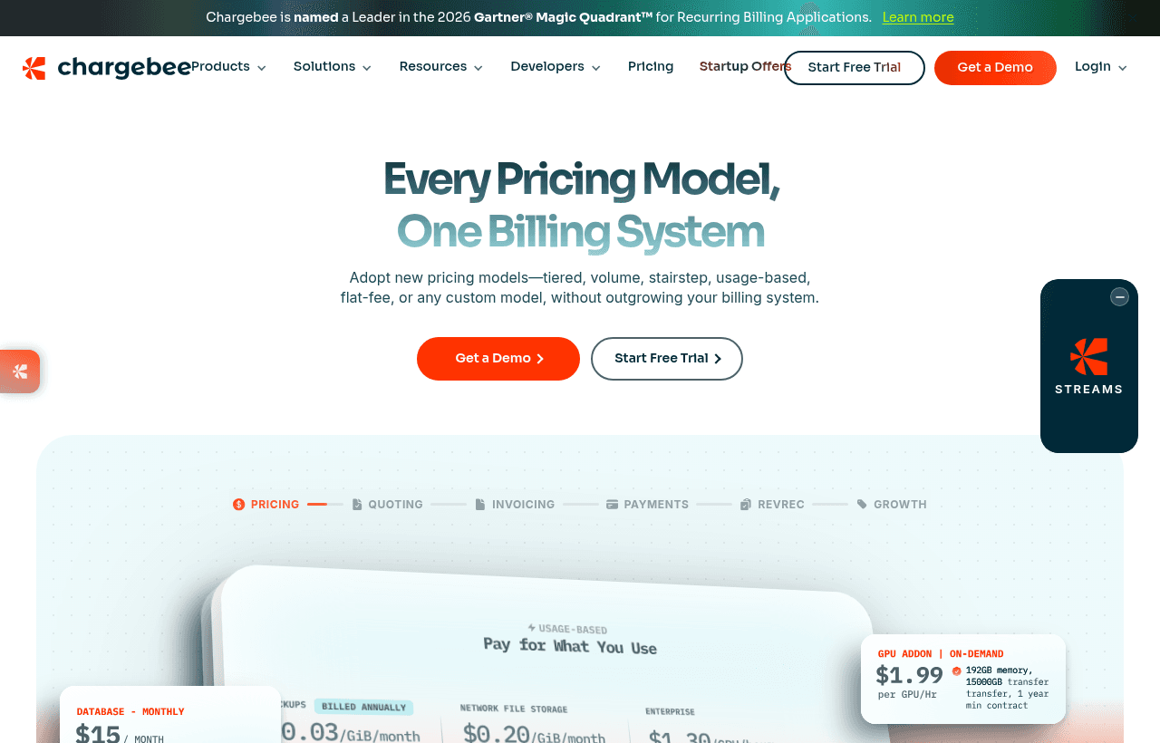 Chargebee product homepage