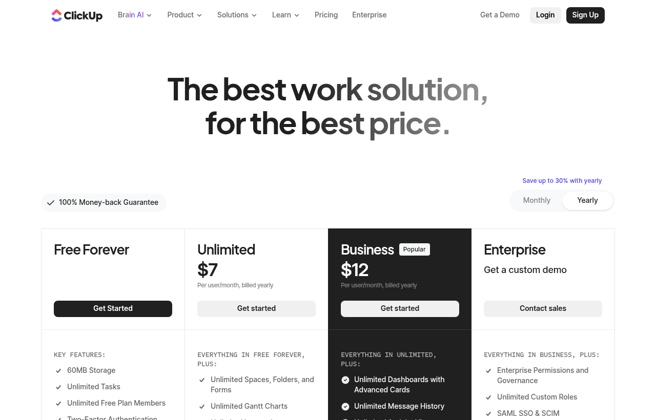ClickUp pricing and plans