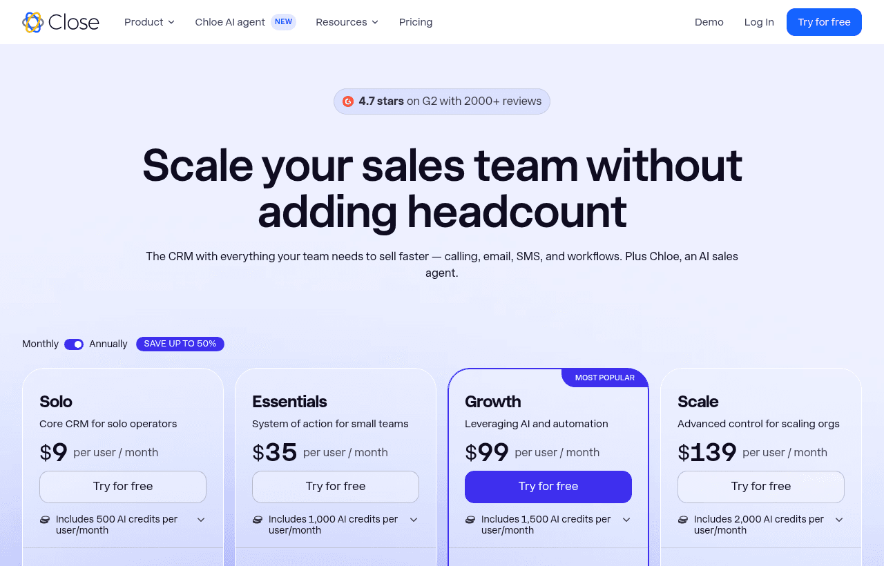 Close pricing and plans