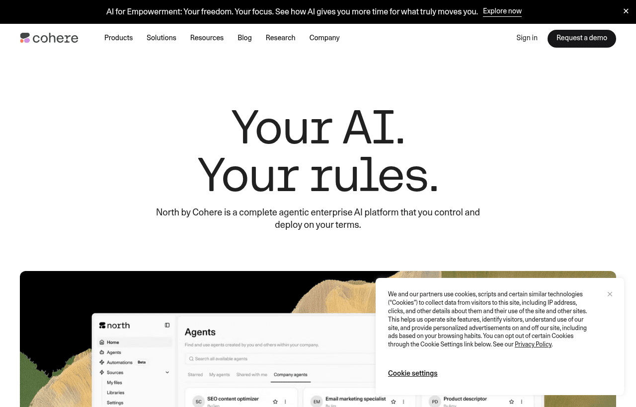 Cohere product homepage