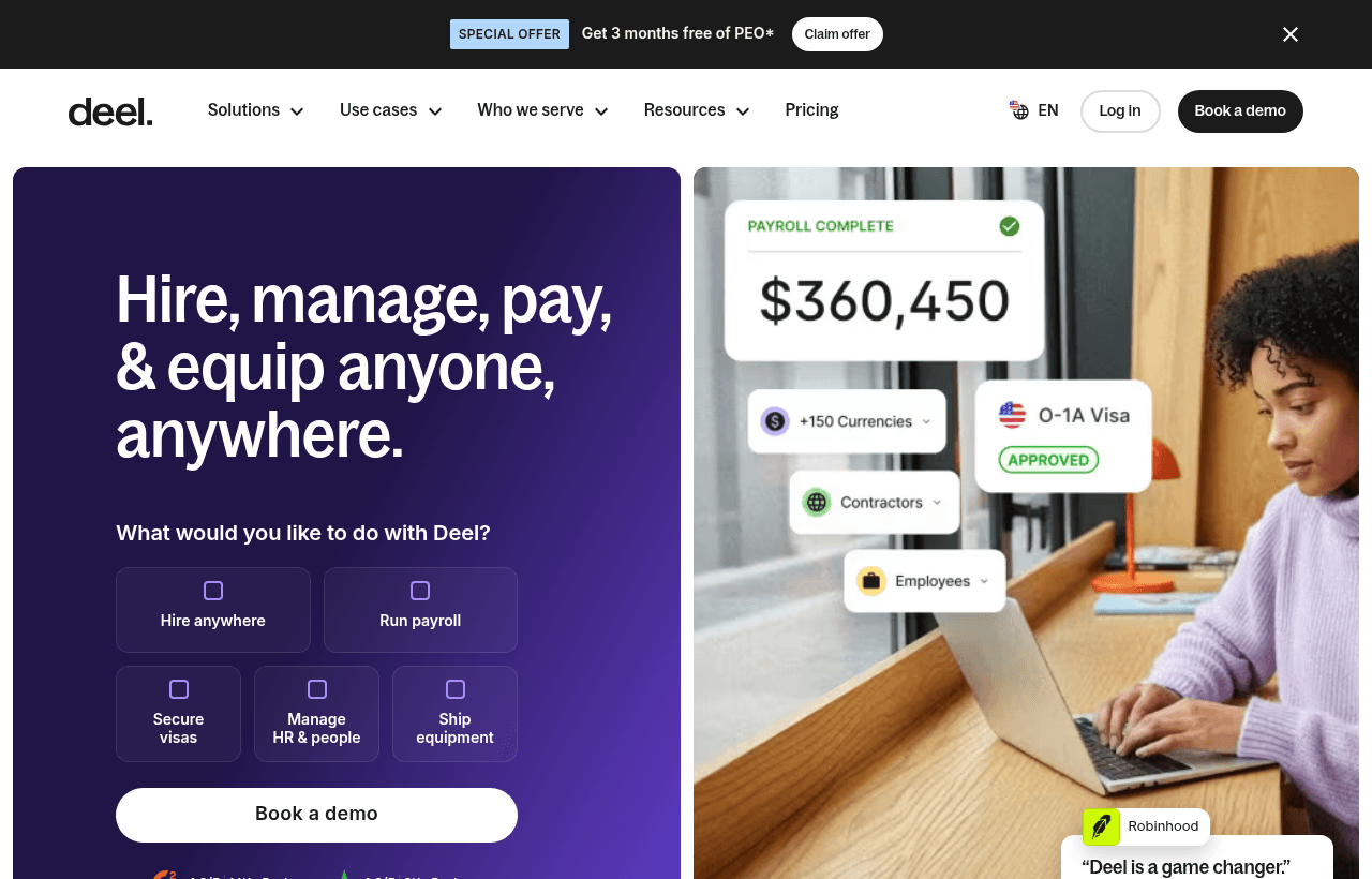 Deel product homepage