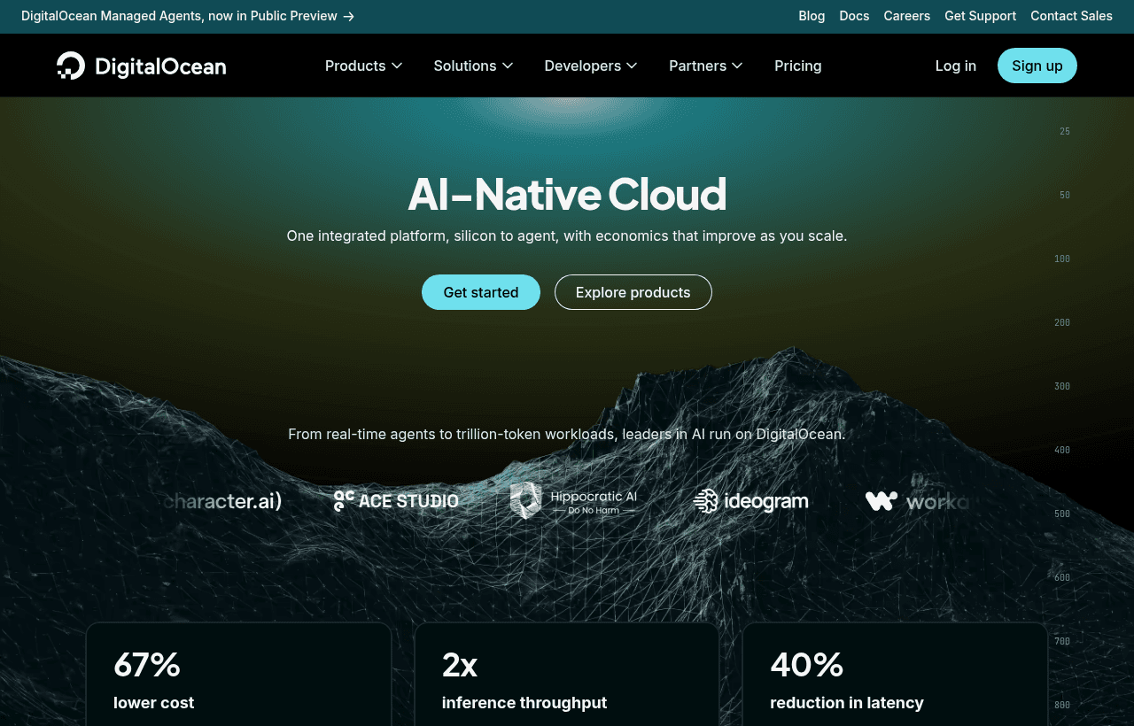 DigitalOcean product homepage