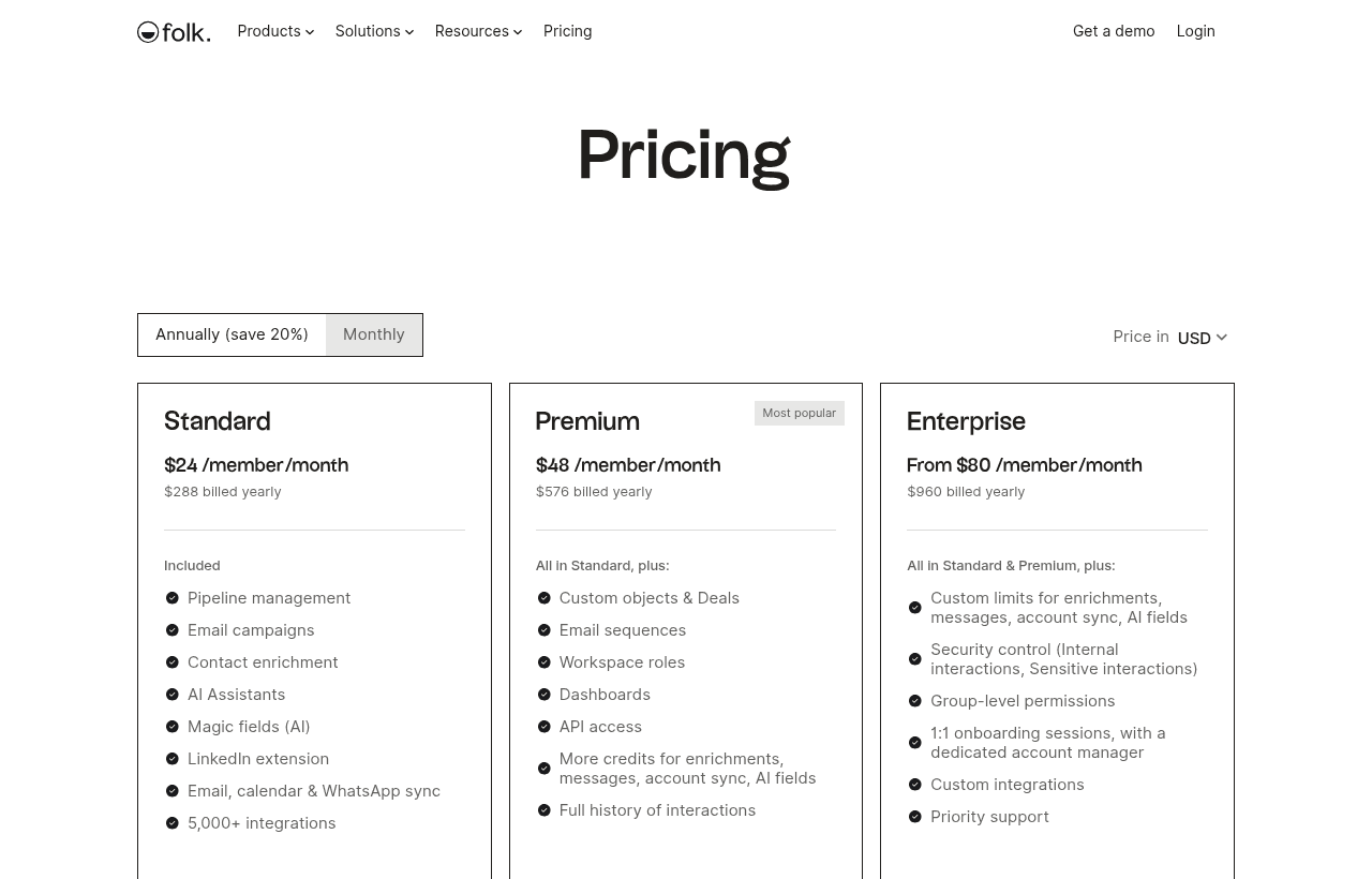 folk pricing and plans