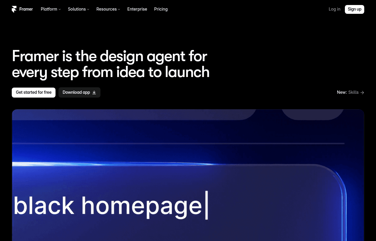 Framer product homepage