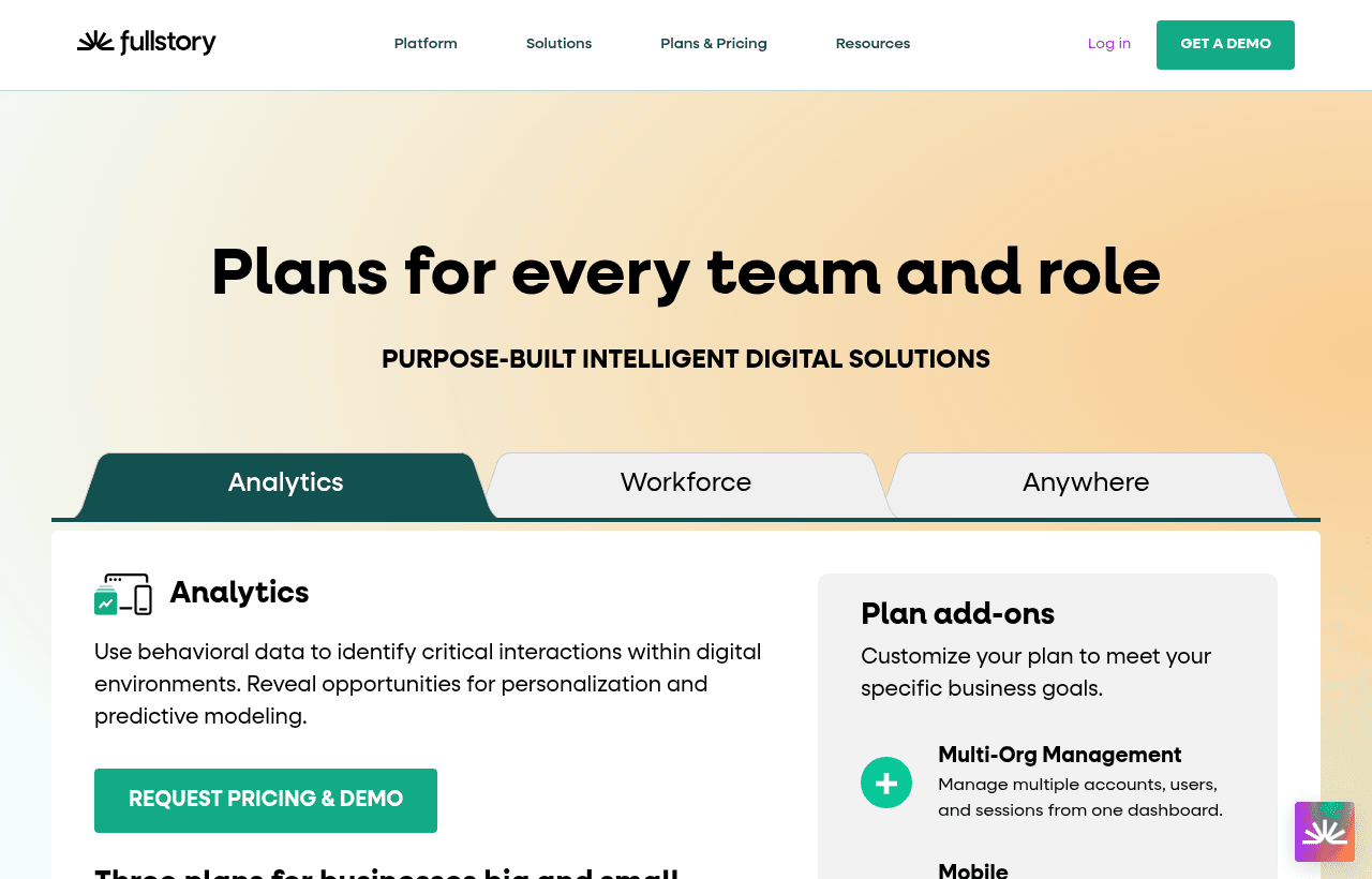 Fullstory pricing and plans