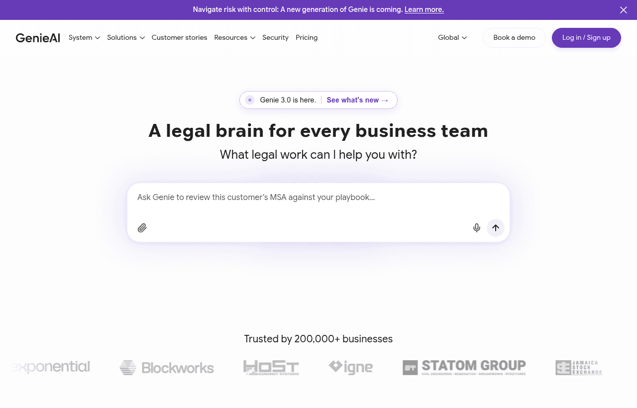 Genie AI product homepage