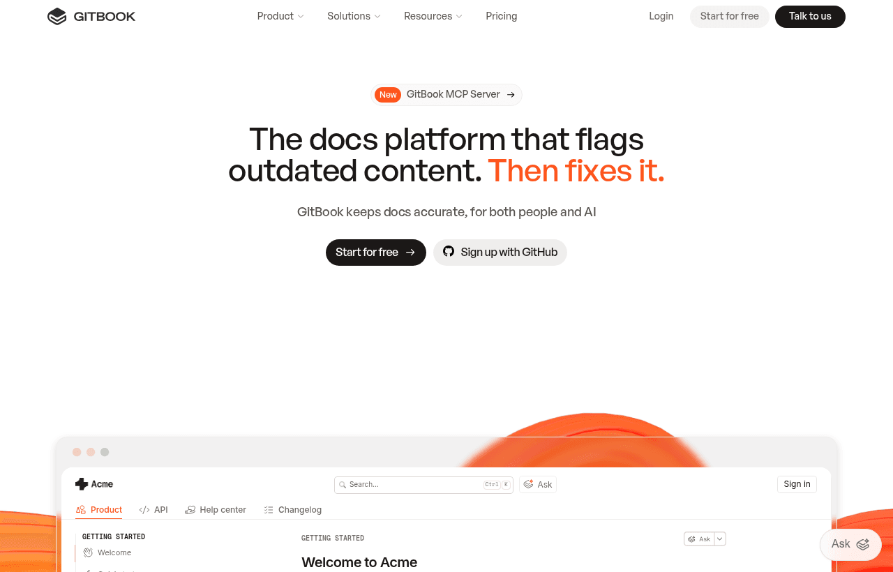 GitBook product homepage
