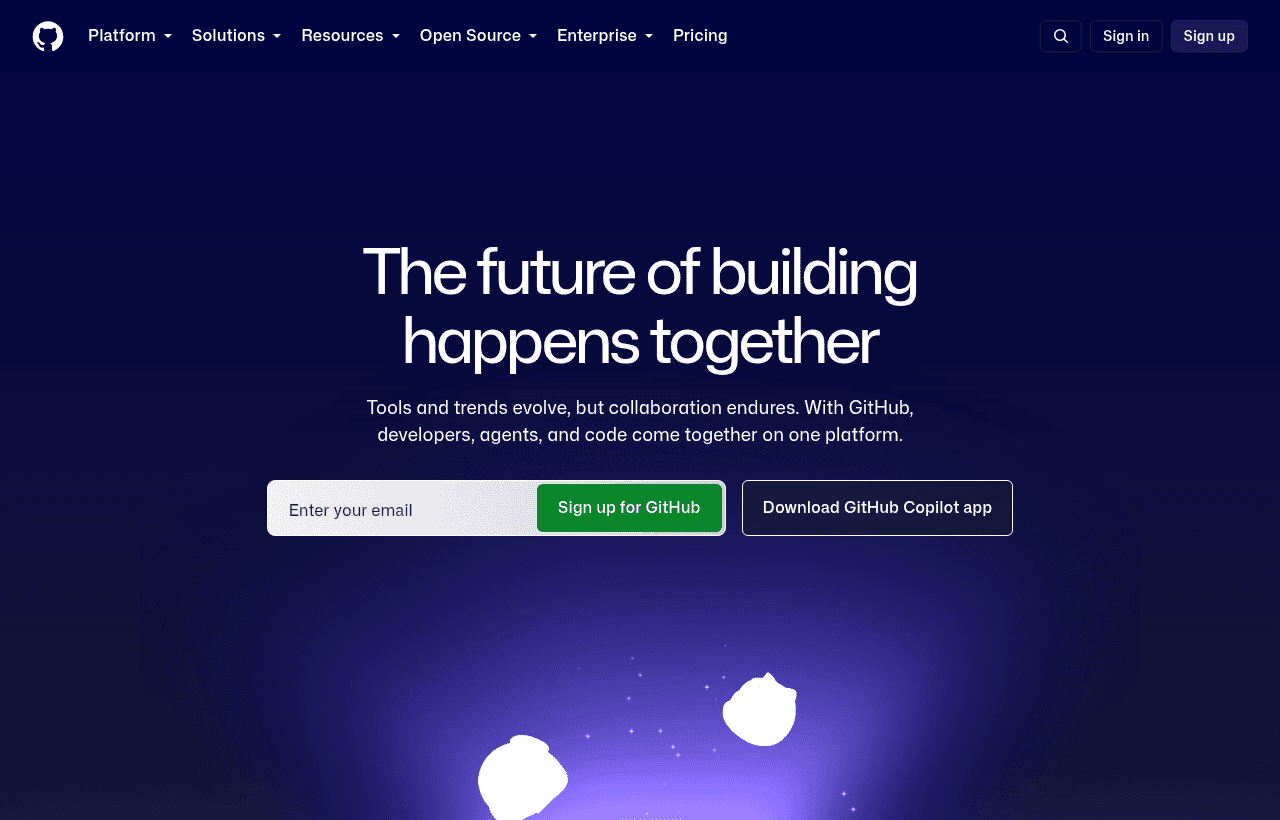 GitHub product homepage
