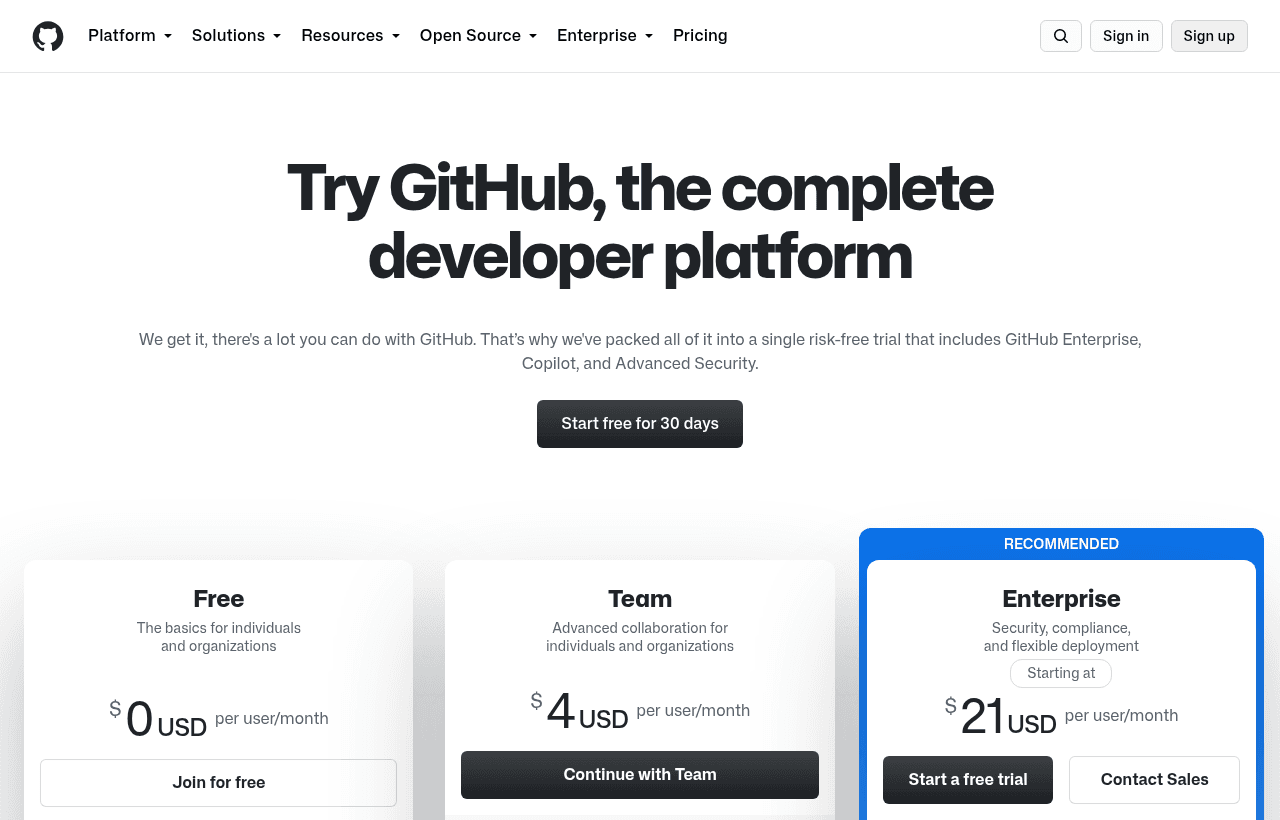 GitHub pricing and plans