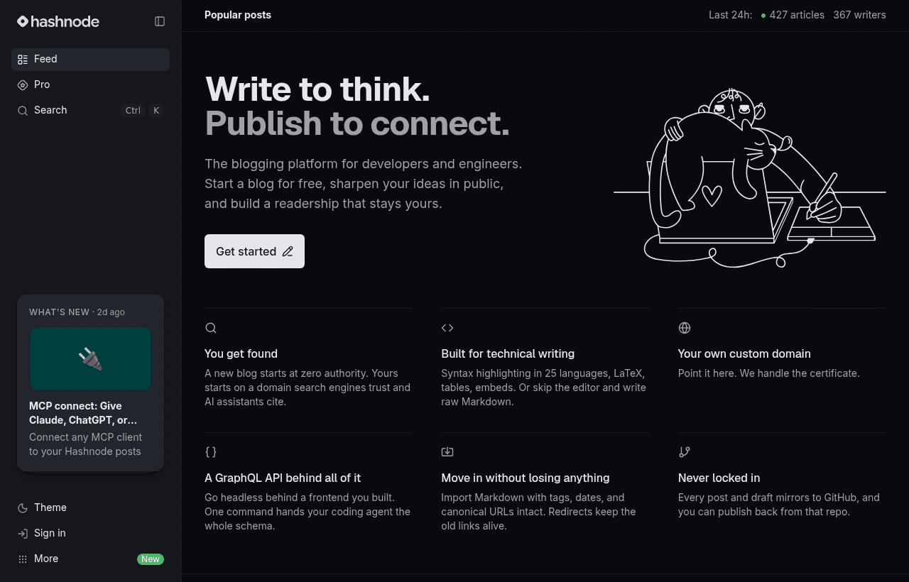 Hashnode product homepage