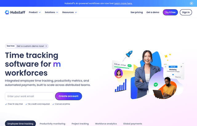 Hubstaff product homepage