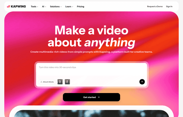 Kapwing product homepage