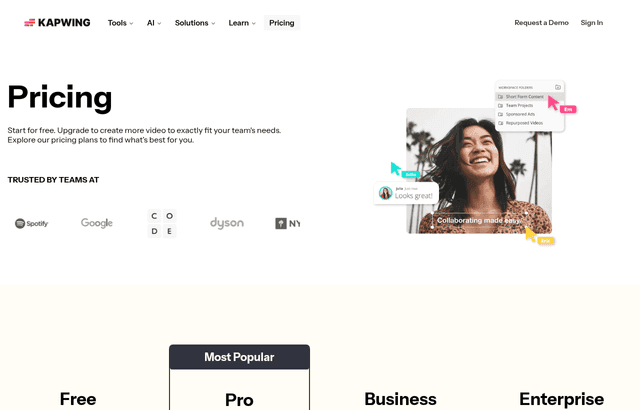 Kapwing pricing and plans