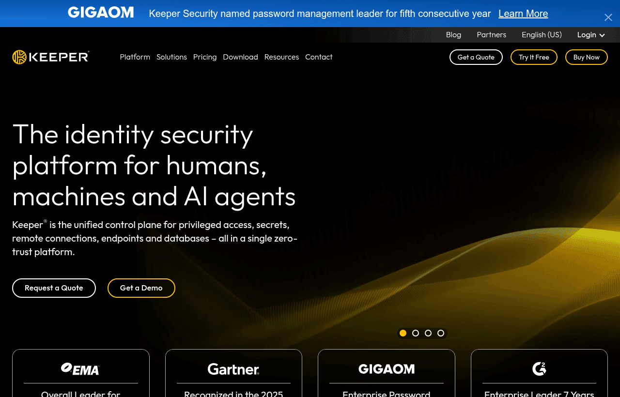 Keeper Security product homepage