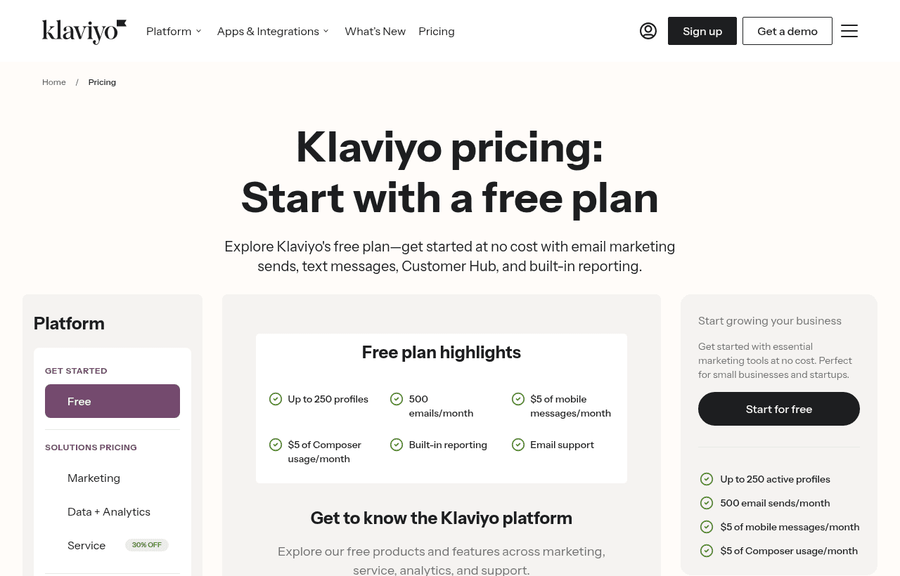 Klaviyo pricing and plans