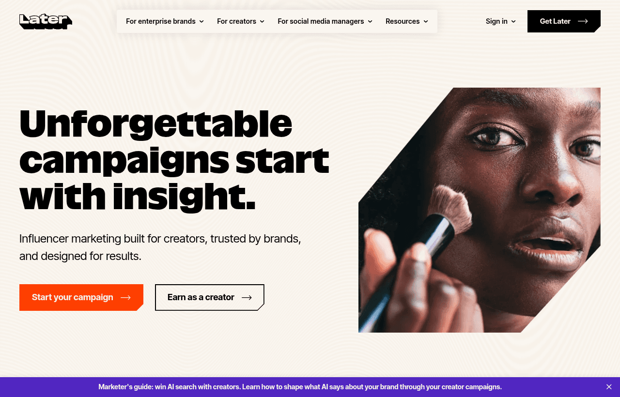 Later product homepage