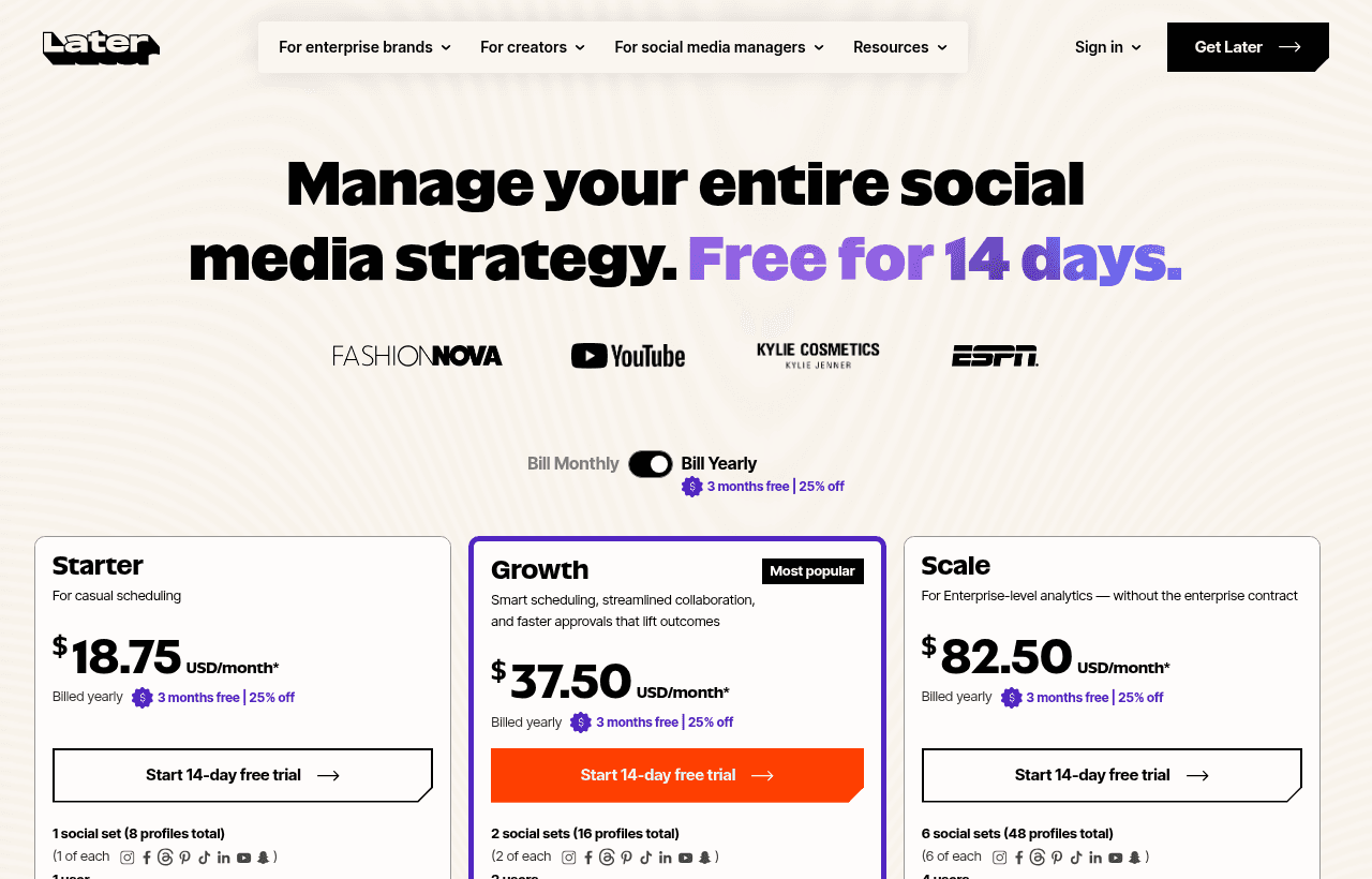 Later pricing and plans