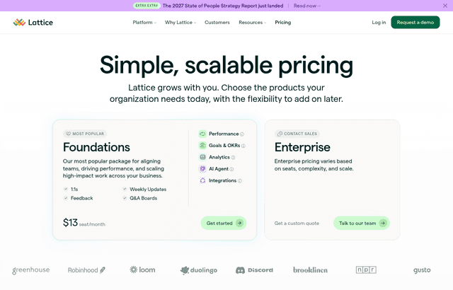 Lattice pricing and plans
