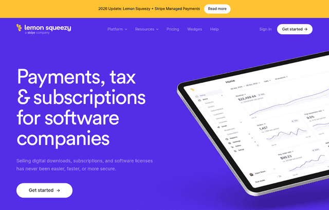 Lemon Squeezy product homepage