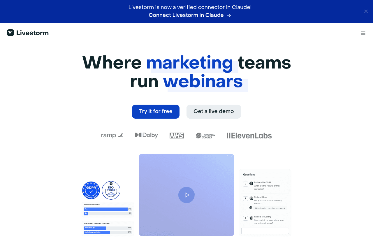 Livestorm product homepage