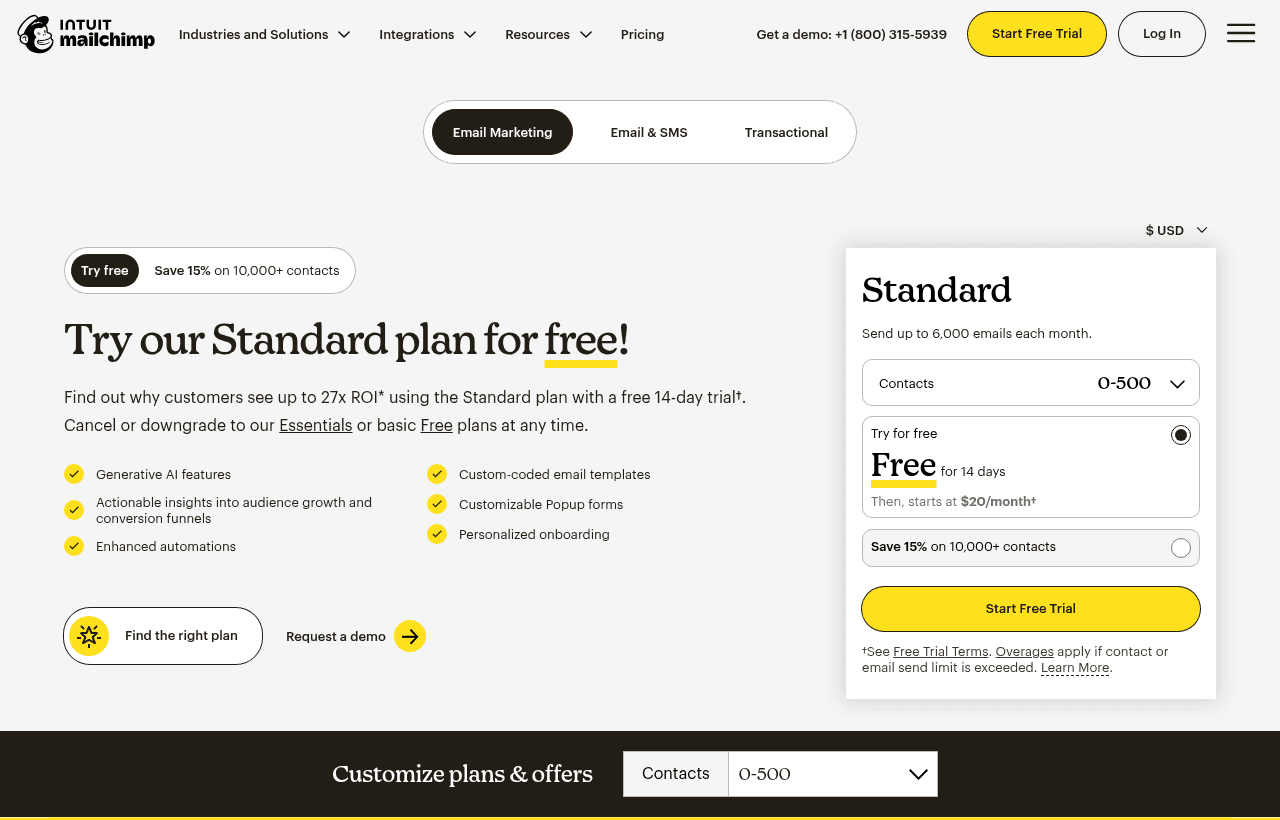 Mailchimp pricing and plans