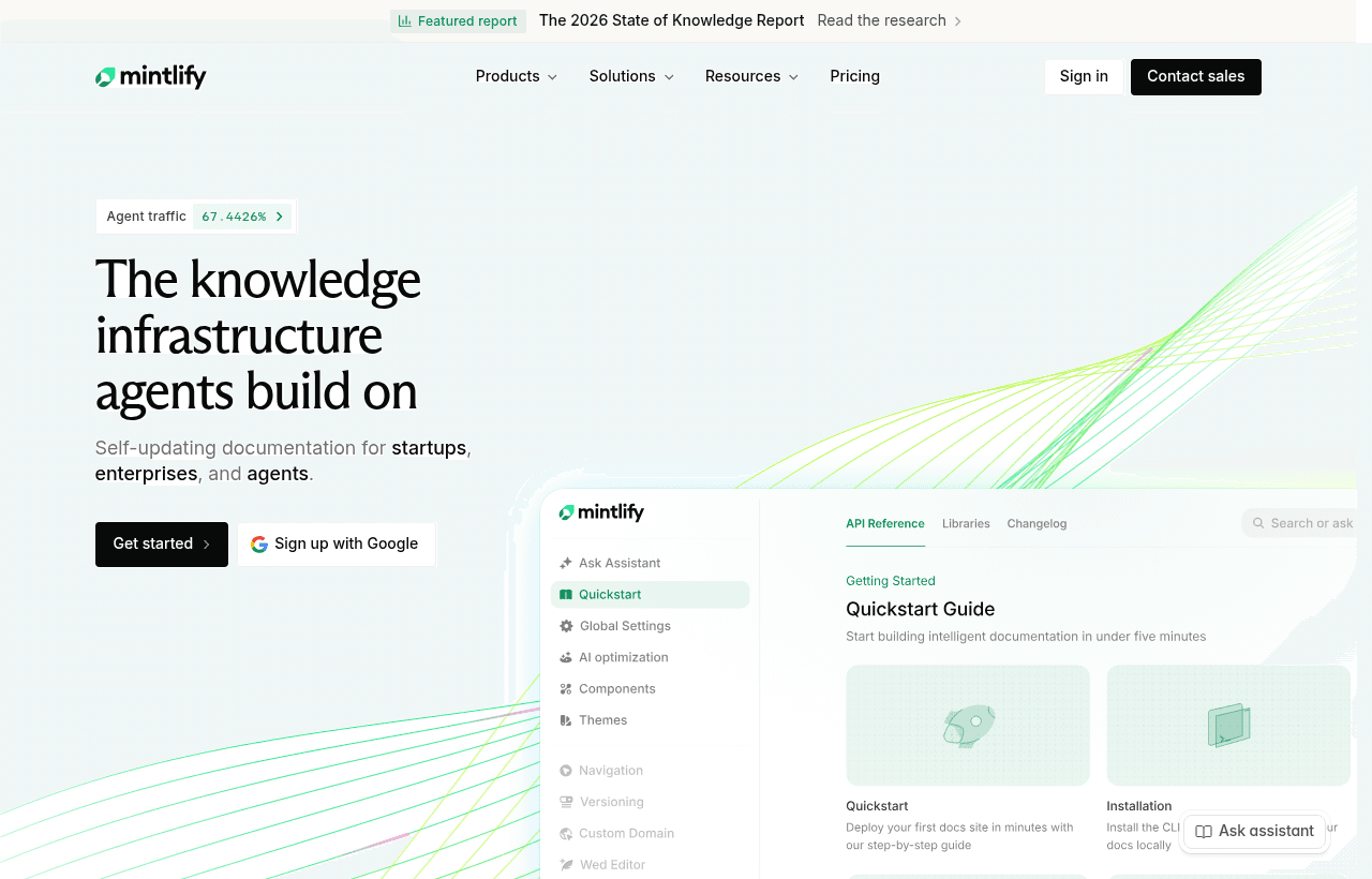 Mintlify product homepage