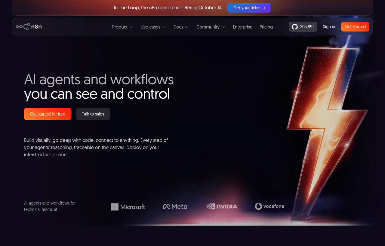 n8n product homepage