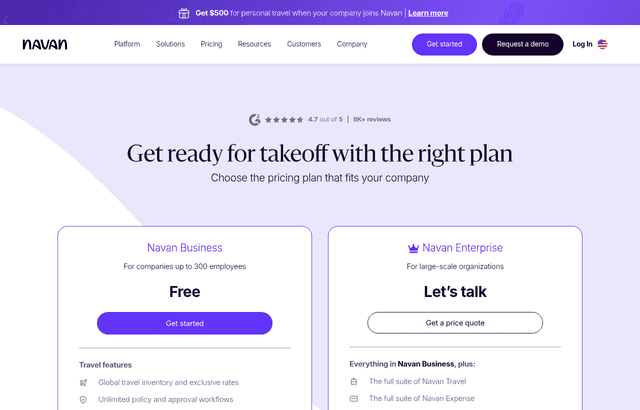 Navan pricing and plans