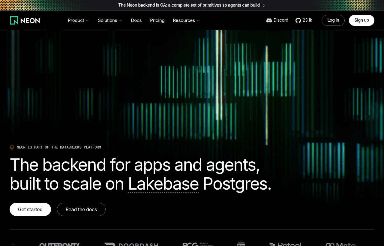 Neon product homepage
