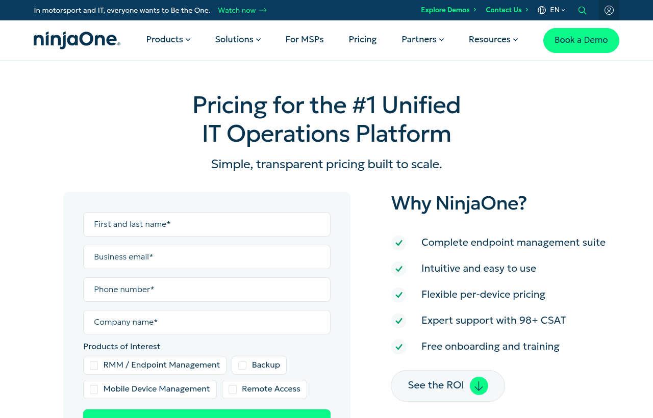 NinjaOne plans and features before the 14-day free trial deal