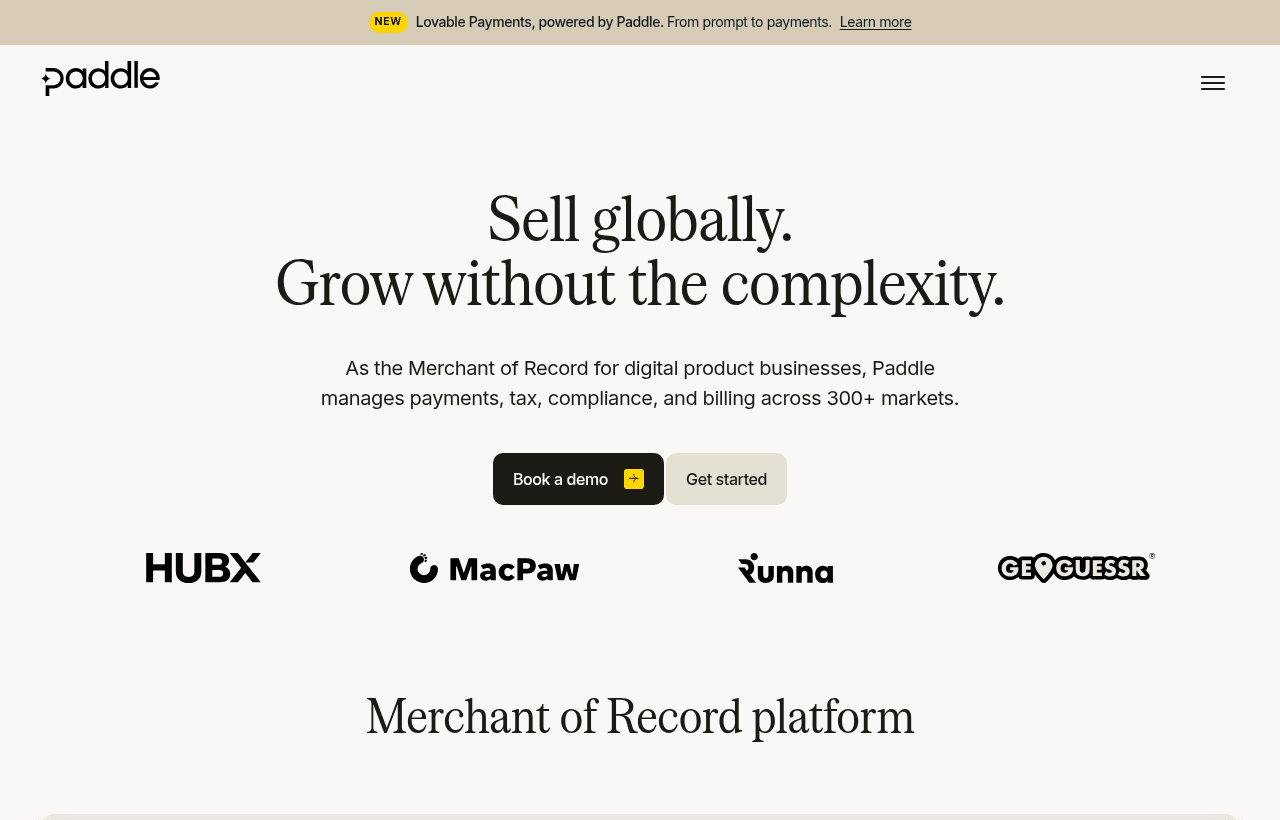 Paddle product homepage