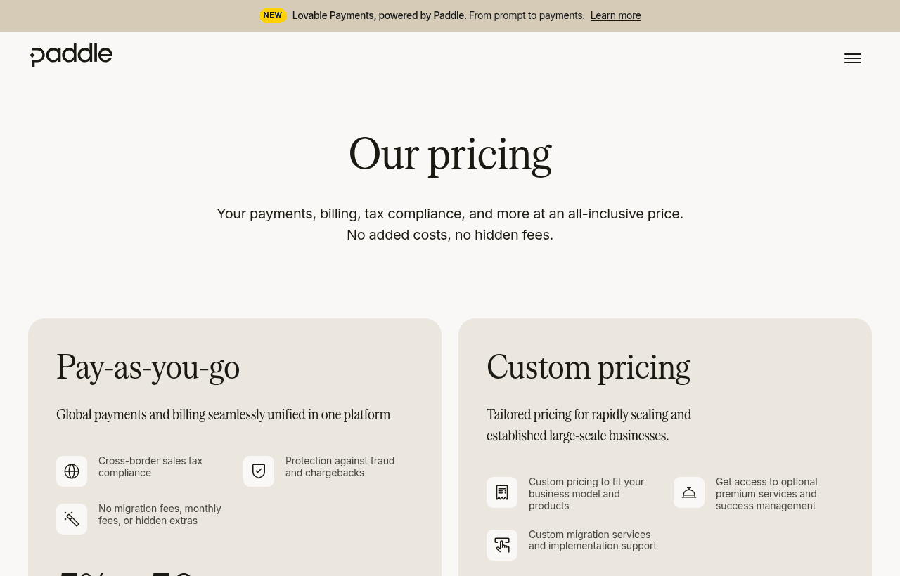 Paddle pricing and plans