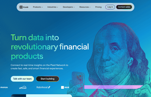 Plaid product homepage