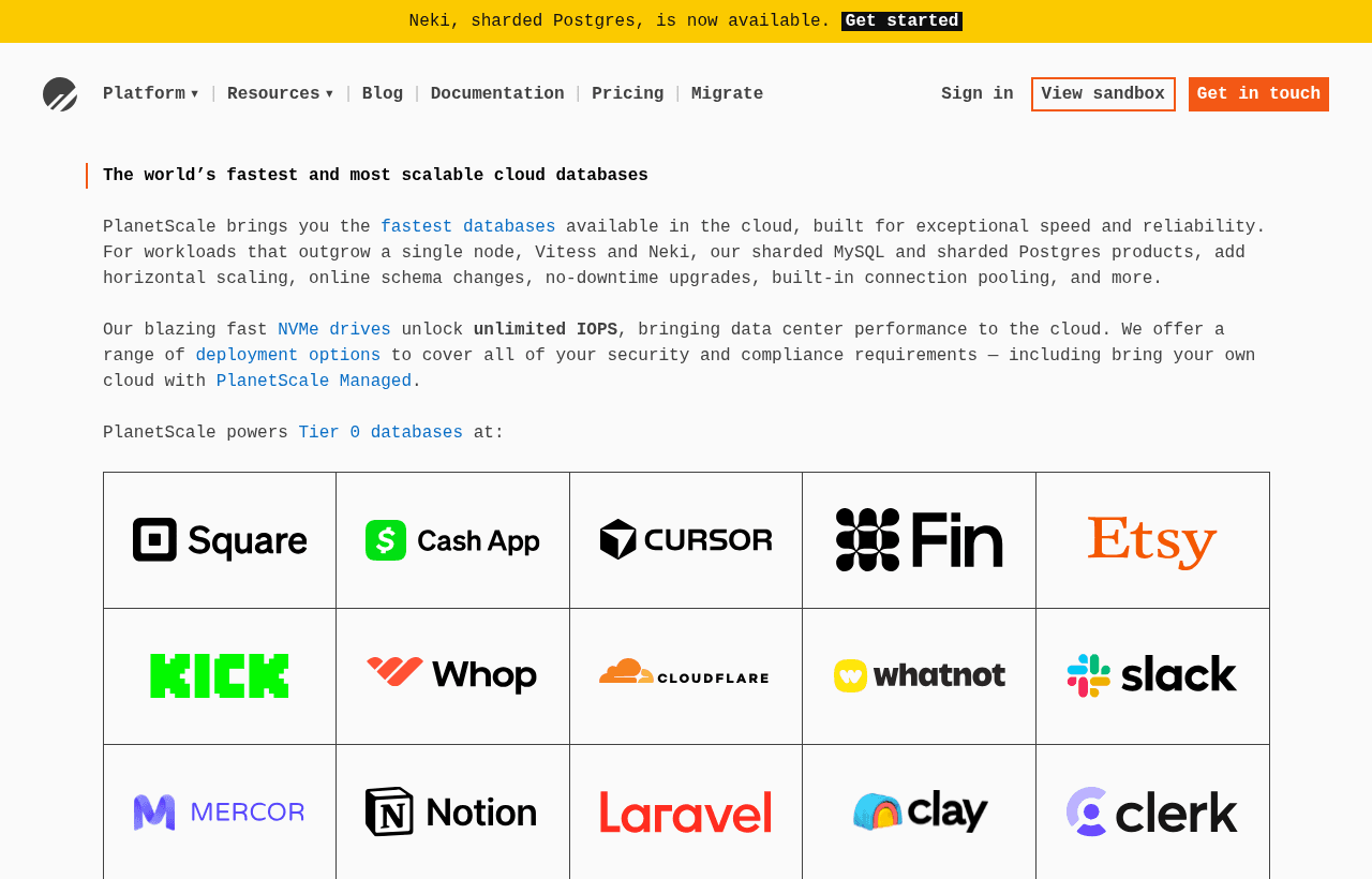 PlanetScale product homepage