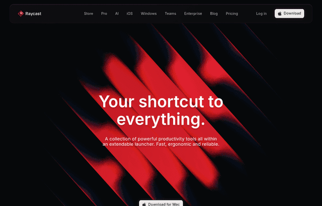 Raycast product homepage