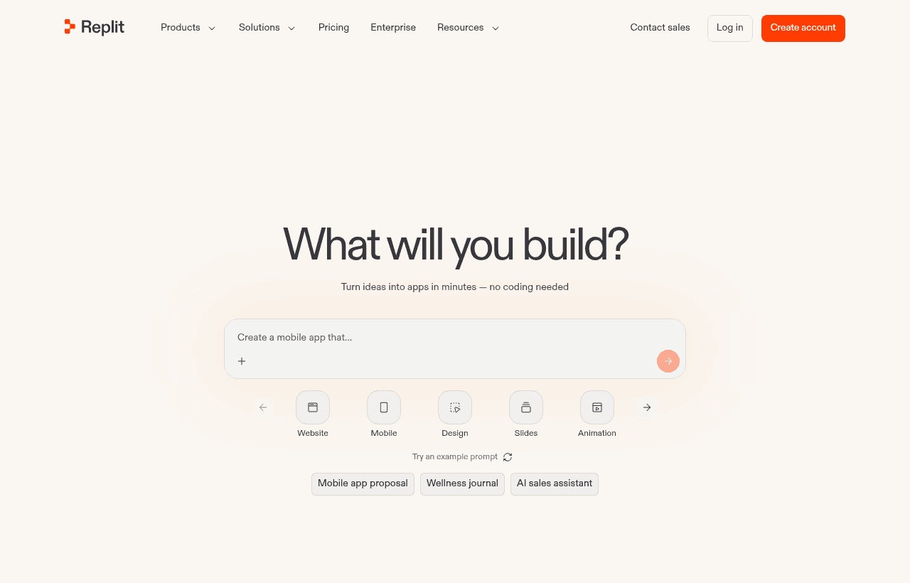 Replit product homepage